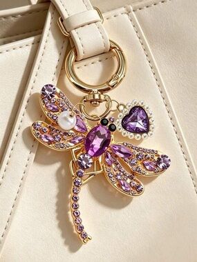 2/$25 Crystal Dragonfly Keychain Bag Charm